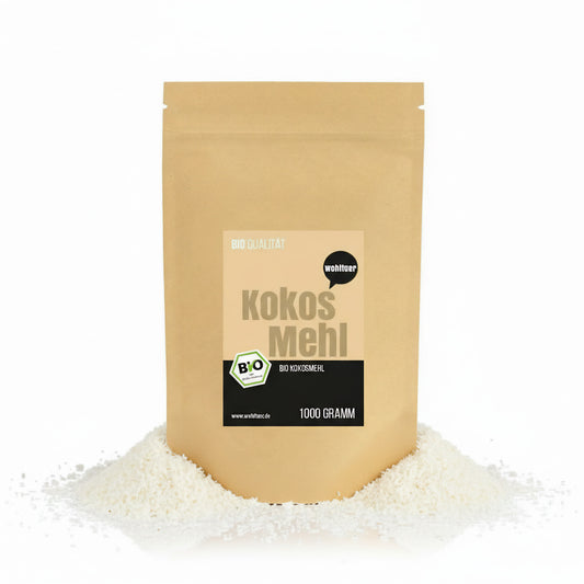 Bio Kokosmehl von Wohltuer, ideal zum Backen, in einer 1000g Packung, feines, natürliches Kokosmehl für gesunde Backrezepte