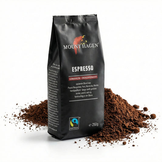 Mount Hagen Bio Espresso, gemahlen, entkoffeiniert 250g - fit and life shop