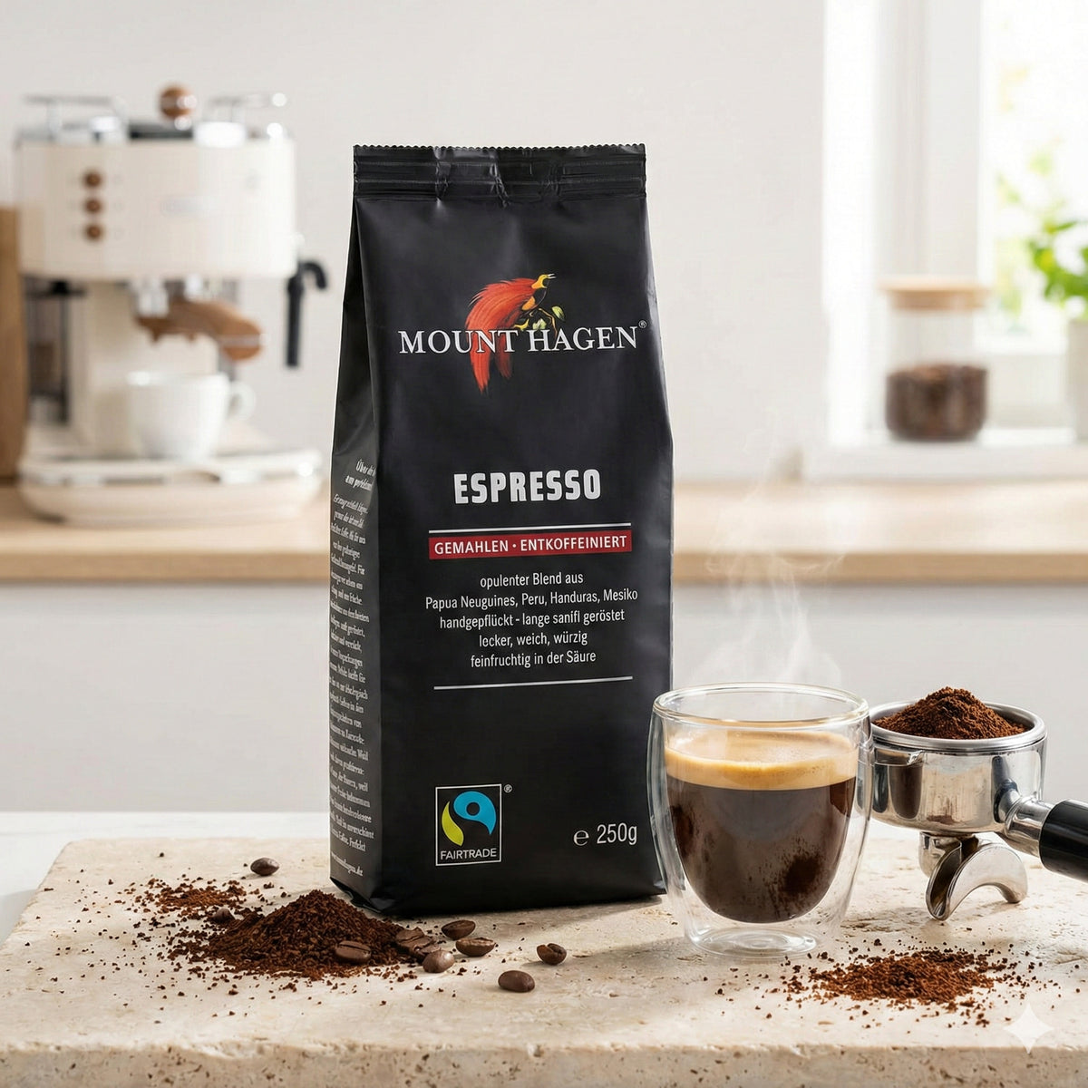 Mount Hagen Bio Espresso, gemahlen, entkoffeiniert 250g - fit and life shop