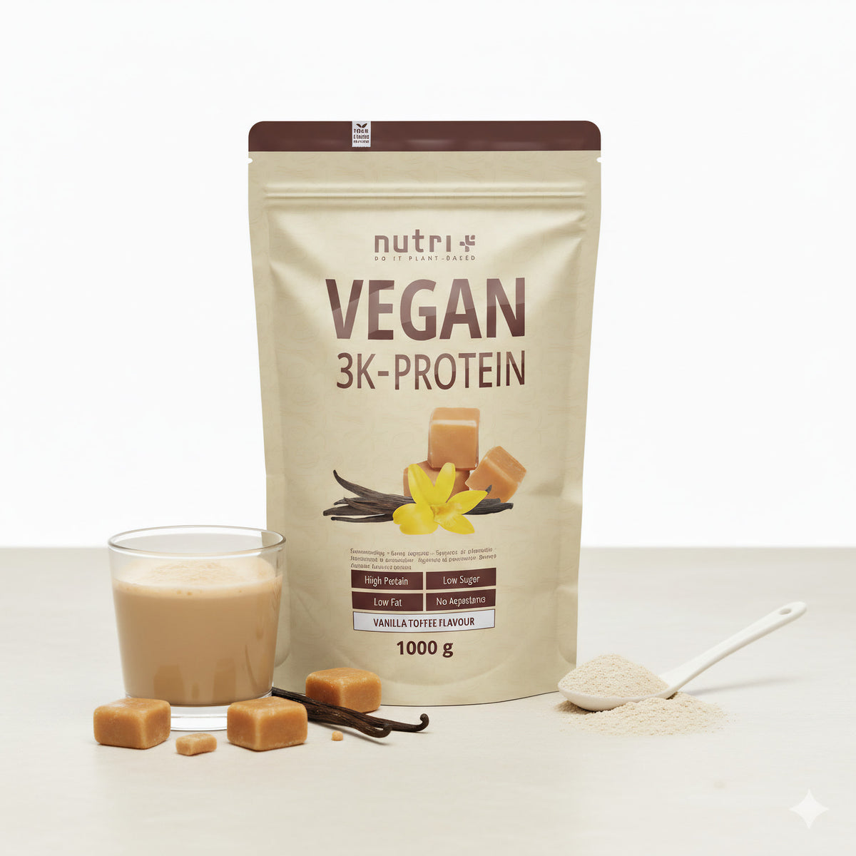 Nutri+ Veganes 3K Eiweißpulver 1000g - fit and life shop