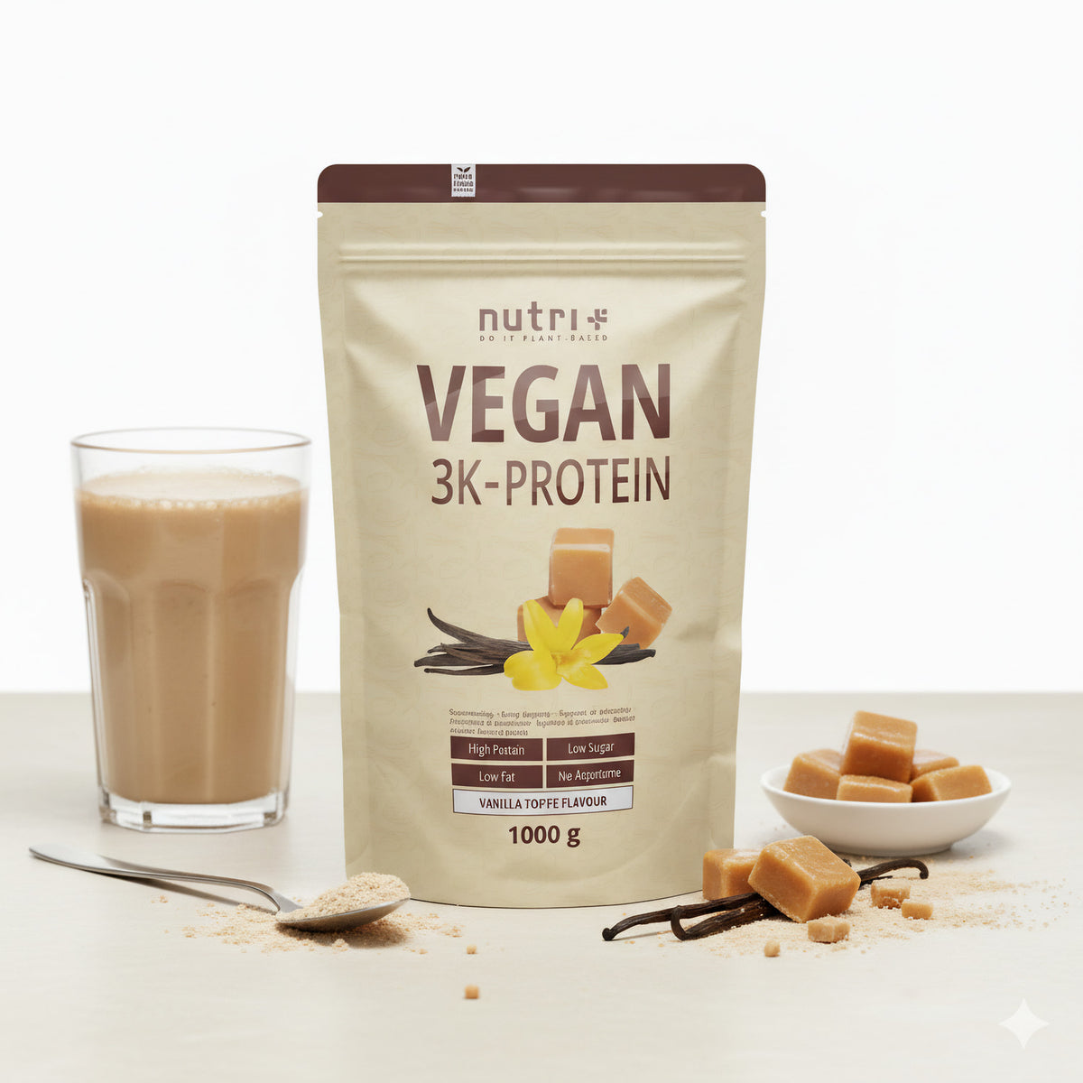 Nutri+ Veganes 3K Eiweißpulver 1000g - fit and life shop
