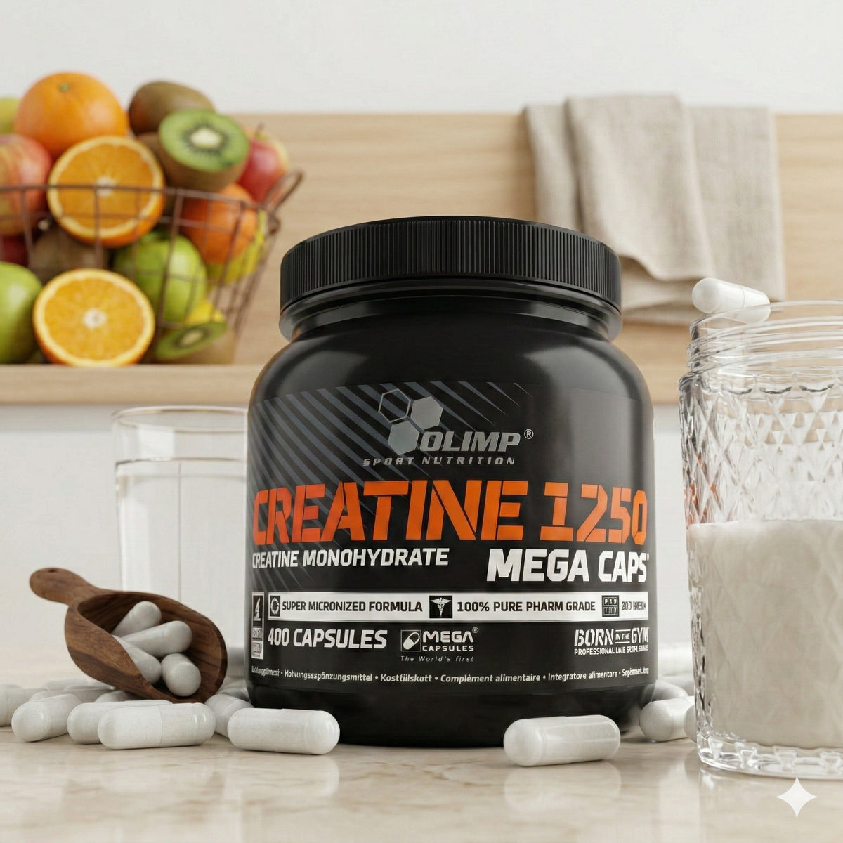 Olimp Creatine Mega Caps, 400 Kapseln, große Creatine-Kapseln für Muskelaufbau und Leistungssteigerung, natürliche Verpackung