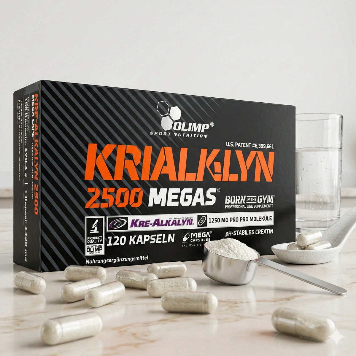 Olimp Kre-Alkalyn® 2500 Mega Caps, 120 Kapseln, alkalisches Creatin in Kapseln, für Muskelenergie und Leistungssteigerung.