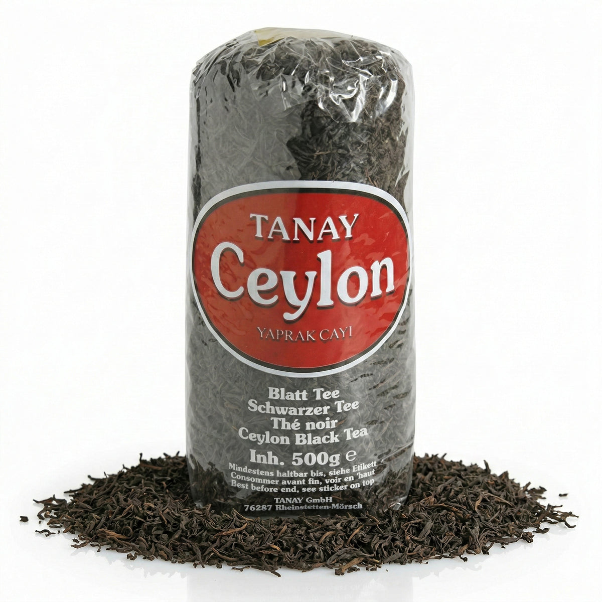 Schwarzer Tee Tanay Ceylon in Großpackung, 10x 500g, hochwertige Teeblätter in einer Vorratsverpackung.