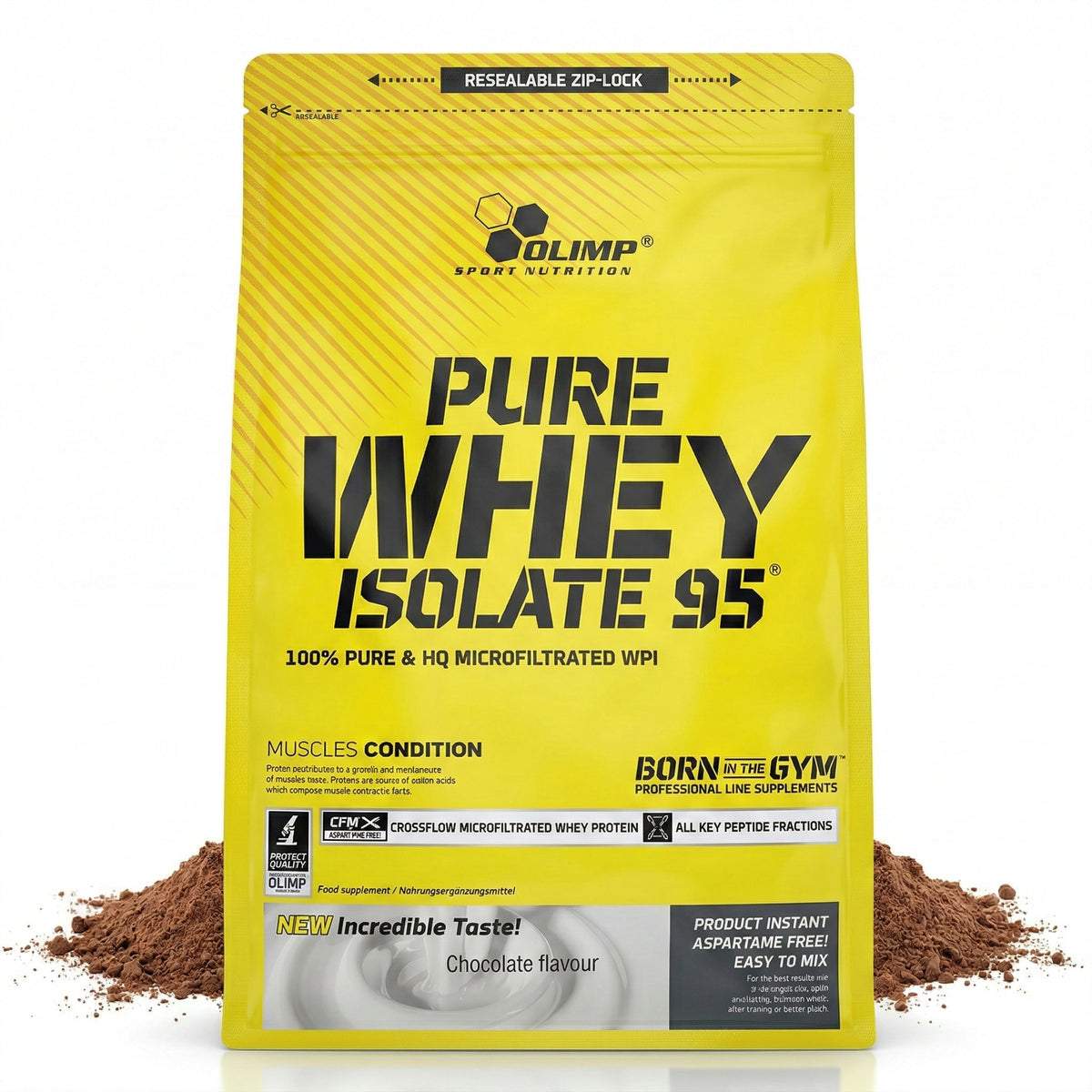 Olimp Whey Isolate 95 Protein, 600g, verschiedene Geschmäcker, ideal für Muskelaufbau, in einer Verpackung.