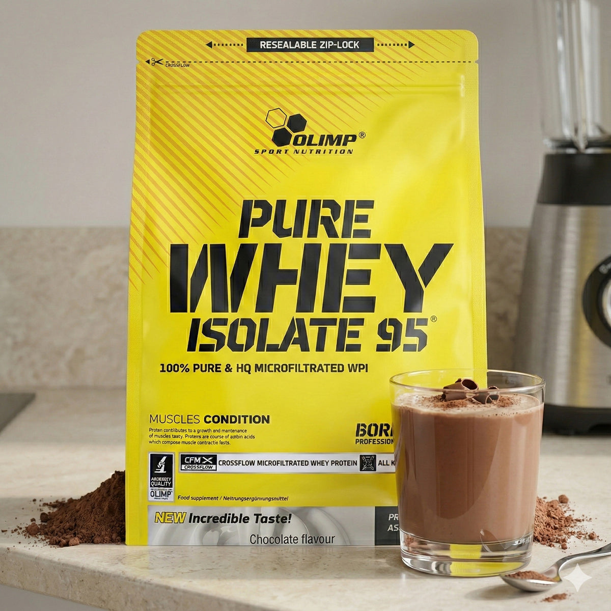 Olimp Whey Isolate 95 Protein, 600g, verschiedene Geschmacksrichtungen, für Muskelaufbau, in Dose mit Pulver sichtbar