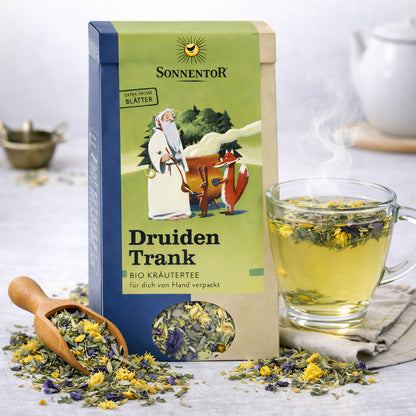 Lose Sonnentor Druidentrank Tee in 6x50g Packung, frischer Kräutertee mit natürlichen Zutaten, ideal für entspannende Momente