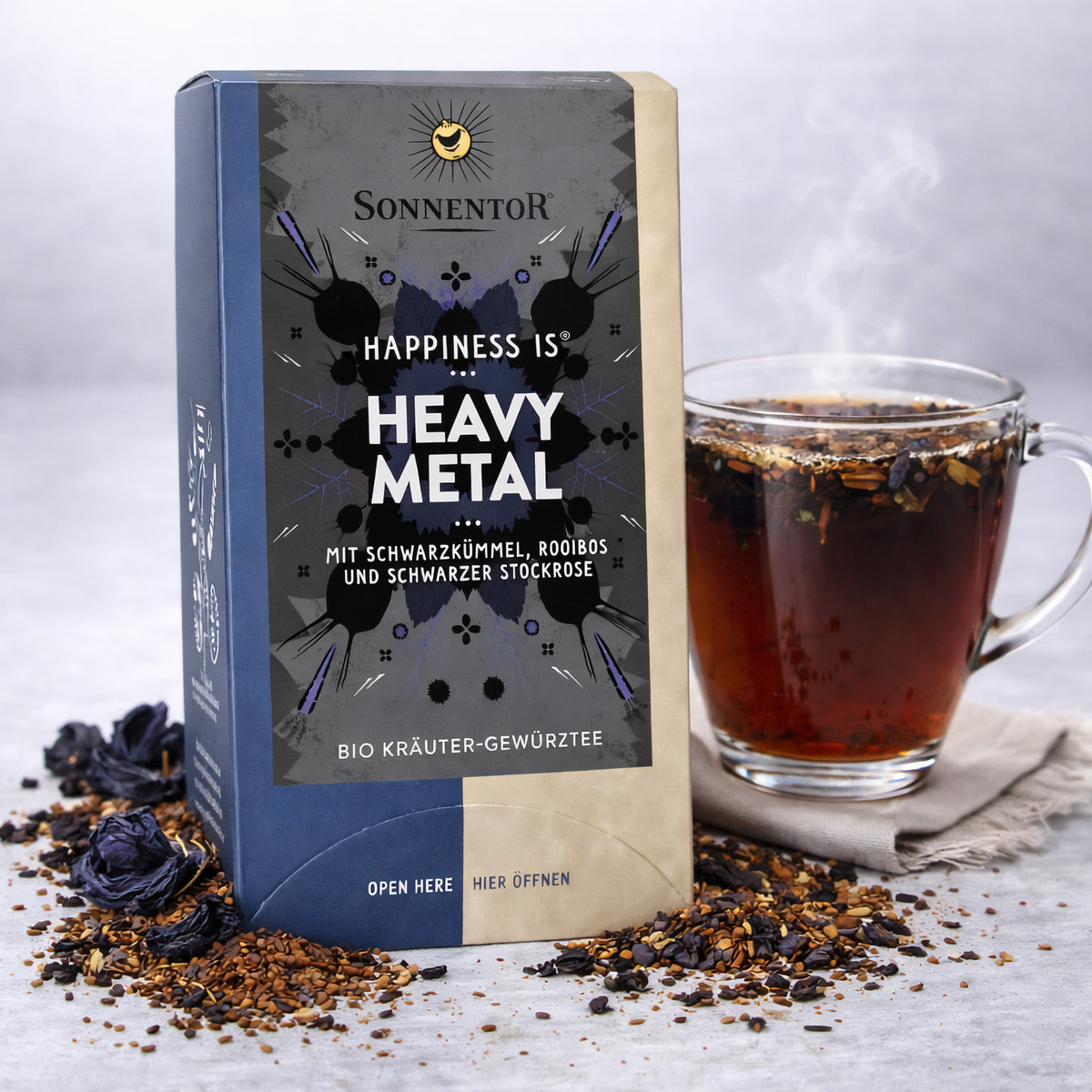 Bio Heavy Metal Tee von Sonnentor, gewürzreiche Bio-Gewürzmischung in zwei 27g Packungen für schmackhafte Gerichte.