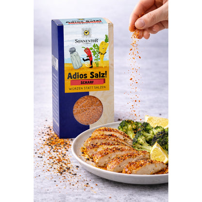 Sonnentor Adios Salz scharfe Gemüsemischung in 3 x 50g Packungen, Gewürz mit würziger, scharfer Geschmack für Gemüsegerichte