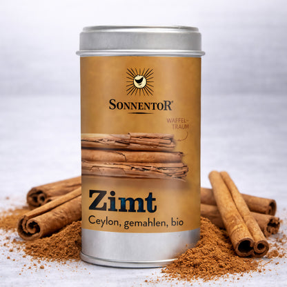 Gemahlener Ceylon-Zimt von Sonnentor, Bio-Qualität, ideal für Teezubereitung, 2x40 g.
