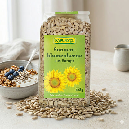 Bio Sonnenblumenkerne von Rapunzel, zum Kochen geeignet, ab 500g, frische und knackige Sonnenblumenkerne in einer Packung