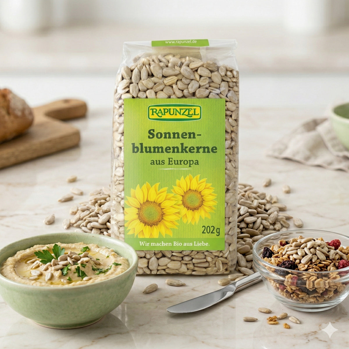 Bio Sonnenblumenkerne von Rapunzel, zum Kochen, ab 250g, frisch und knackig, ideal für Salate und Snacks