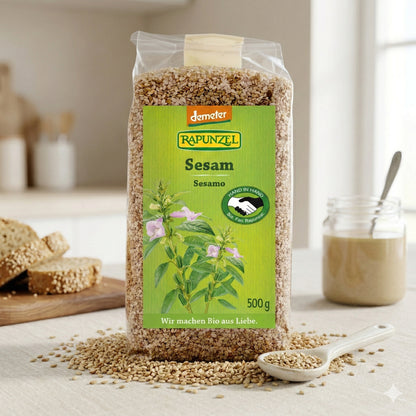Bio Sesam von Rapunzel, demeter, in einer Schüssel zum Kochen, 500g.