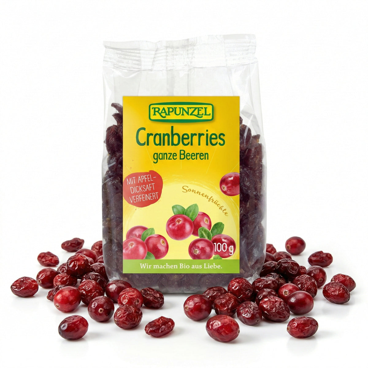 Getrocknete Bio-Himbeeren von Rapunzel, nährstoffreiche Früchte, ideal für Snacks und Müslis, ab 100g.