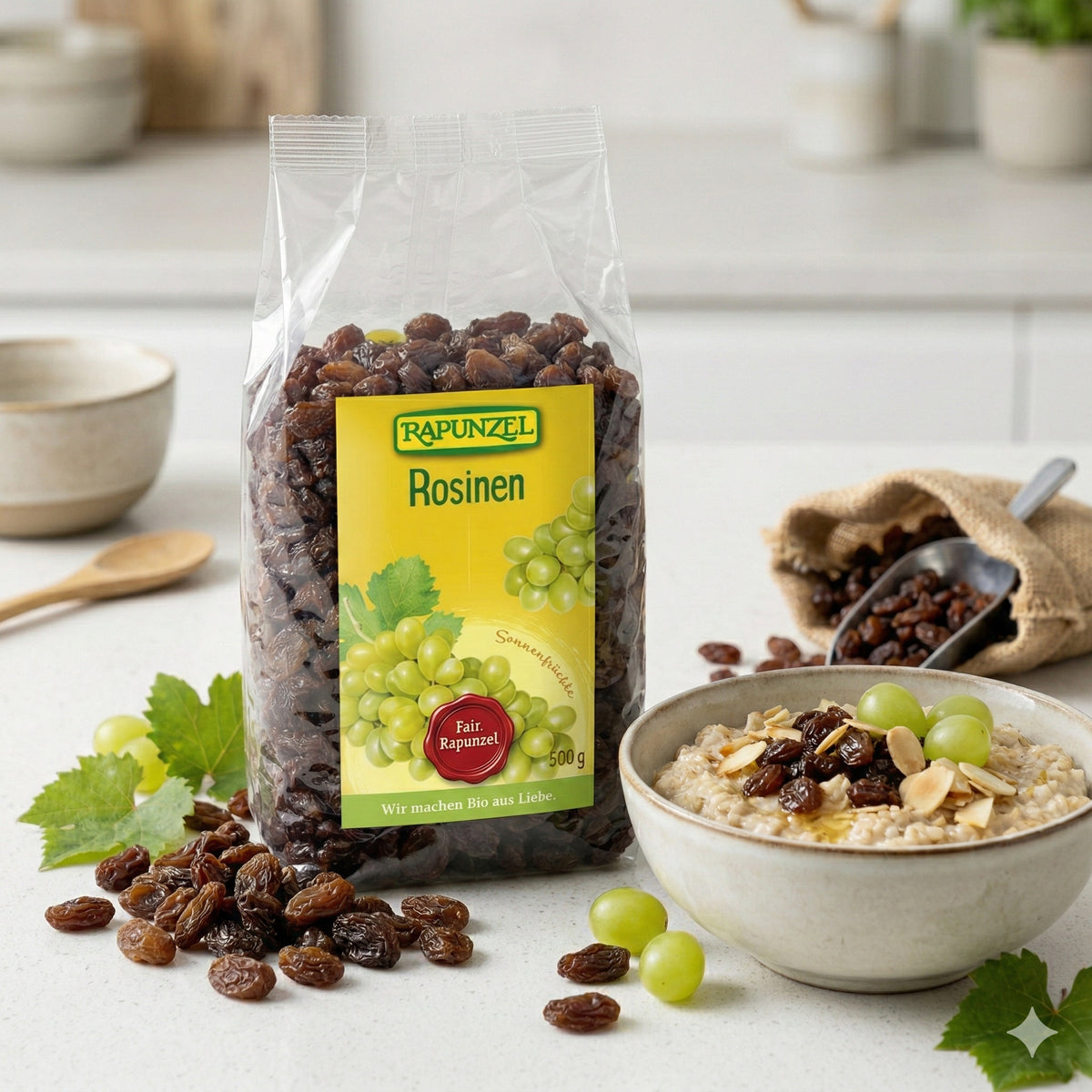 Bio Rosinen von Rapunzel, türkische Frühstücks-Edition, ab 500g, getrocknete fruchtige Trauben in hochwertiger Verpackung