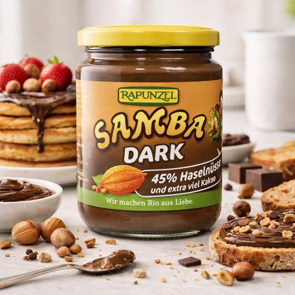 Bio Samba Dark von Rapunzel, dunkle Kakaomischung in 250g Packung, ideal zum Kochen und Backen, natürliche Bio-Qualität