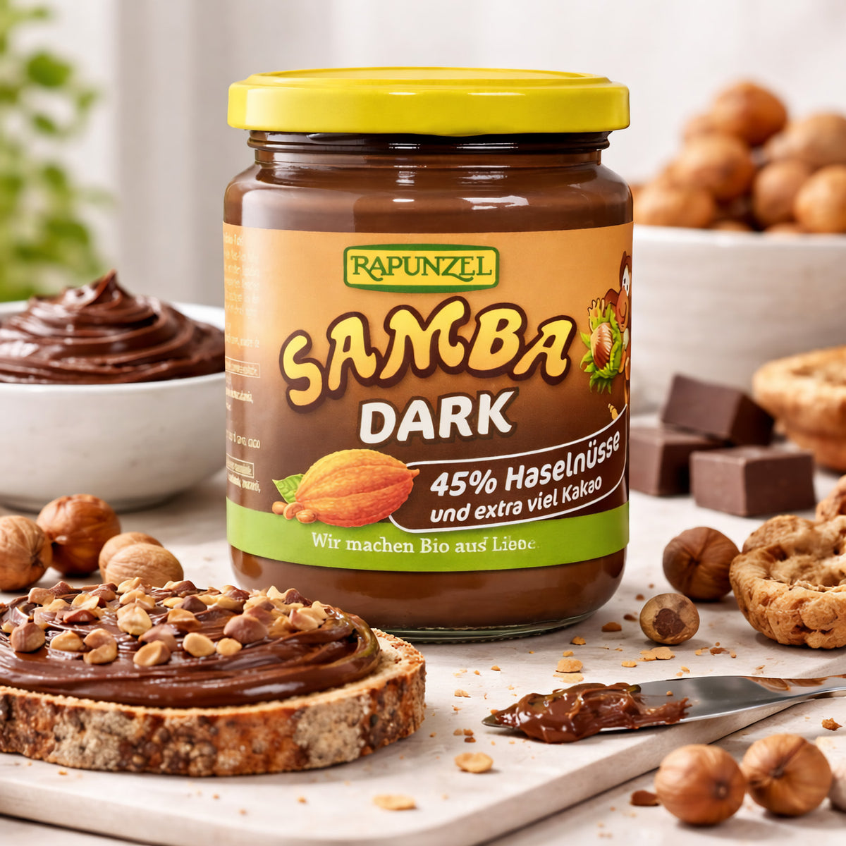 Bio Samba Dark von Rapunzel, dunkles Kakaopulver, 250g, für Kochen und Backen, fein gemahlen und aromatisch.
