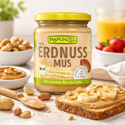 Feines Bio Erdnussmus von Rapunzel in 500g Packung, ideal zum Kochen und für gesunde Snacks, cremige Textur, natürliche Zutaten