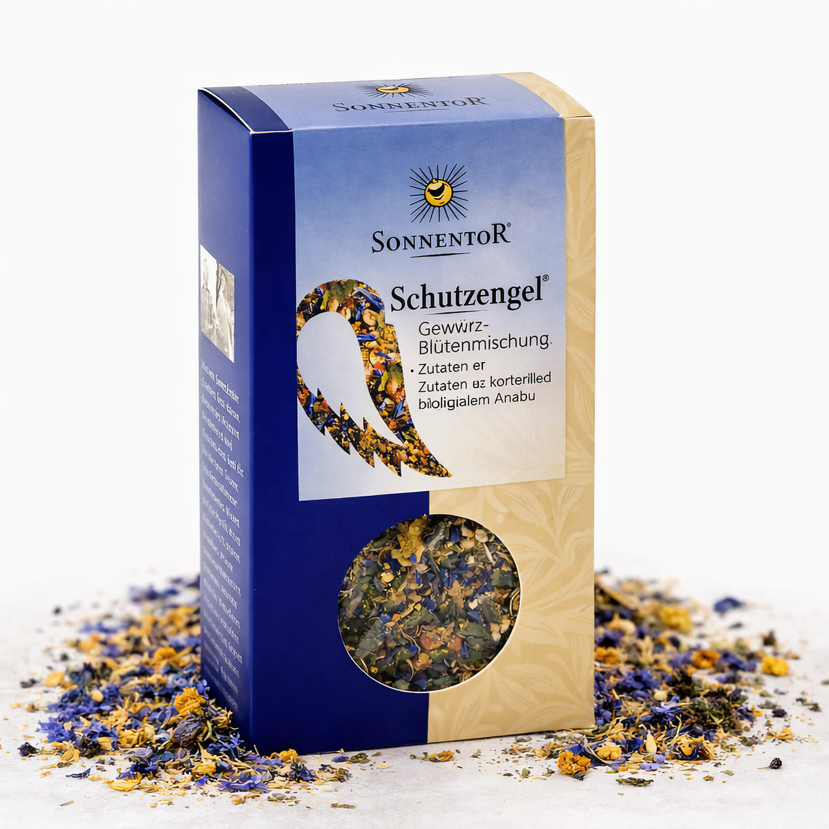 Bio Schutzengel Gewürz-Blüten von Sonnentor in 40g Packung, ideal zum Kochen und Würzen natürlicher Gerichte.