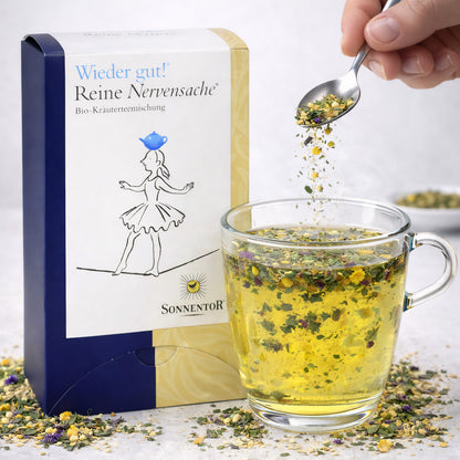 Bio Kräutertee "Wieder gut! Reine Nervensache" von Sonnentor, lose Teeblätter in einer Packung, für entspannenden Genuss