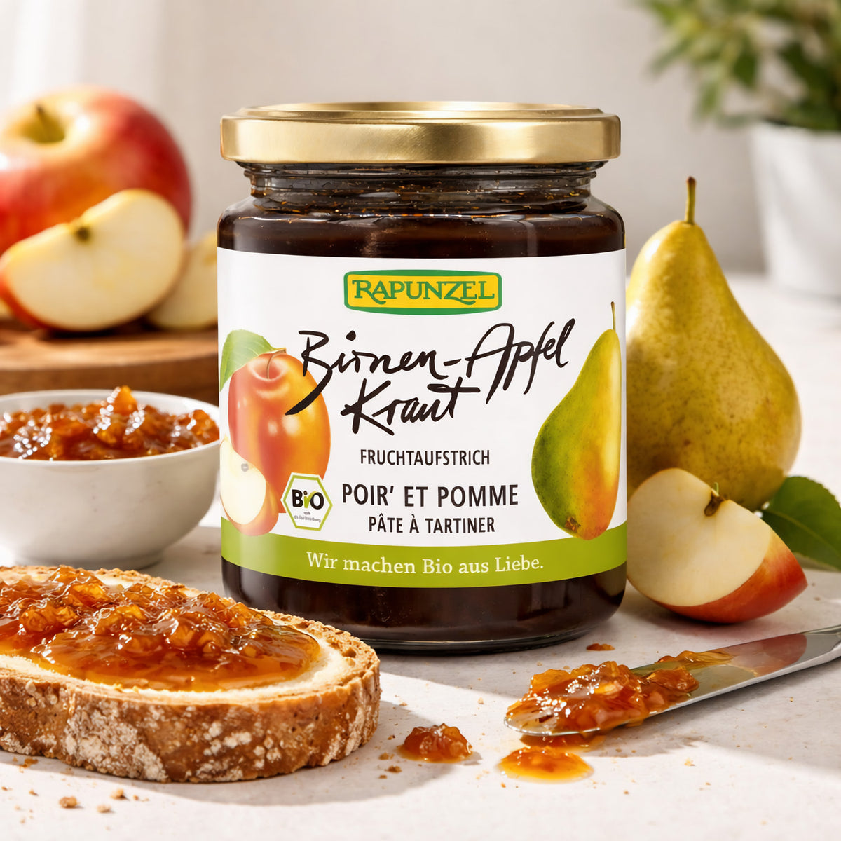 Frühstücks-Birnen-Apfel-Kraut von Rapunzel in 300g Glas, frisches, naturbelassenes Sauerkraut mit Birnen und Äpfeln