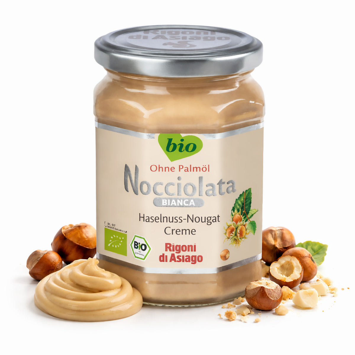Rigoni di Asiago Nocciolata weiße Schokolade und Haselnusscreme, Frühstücksaufstrich in 6x250g Gläser, cremig und aromatisch
