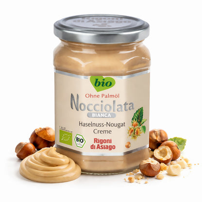 Rigoni di Asiago Nocciolata weiße Schokolade und Haselnusscreme, Frühstücksaufstrich in 6x250g Gläser, cremig und aromatisch