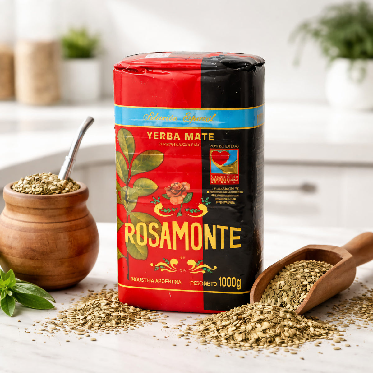Rosamonte Spezial Mate-Tee aus Argentinien, 1 kg Packung, getrocknete Yerba Mate Blätter für traditionelles Getränk