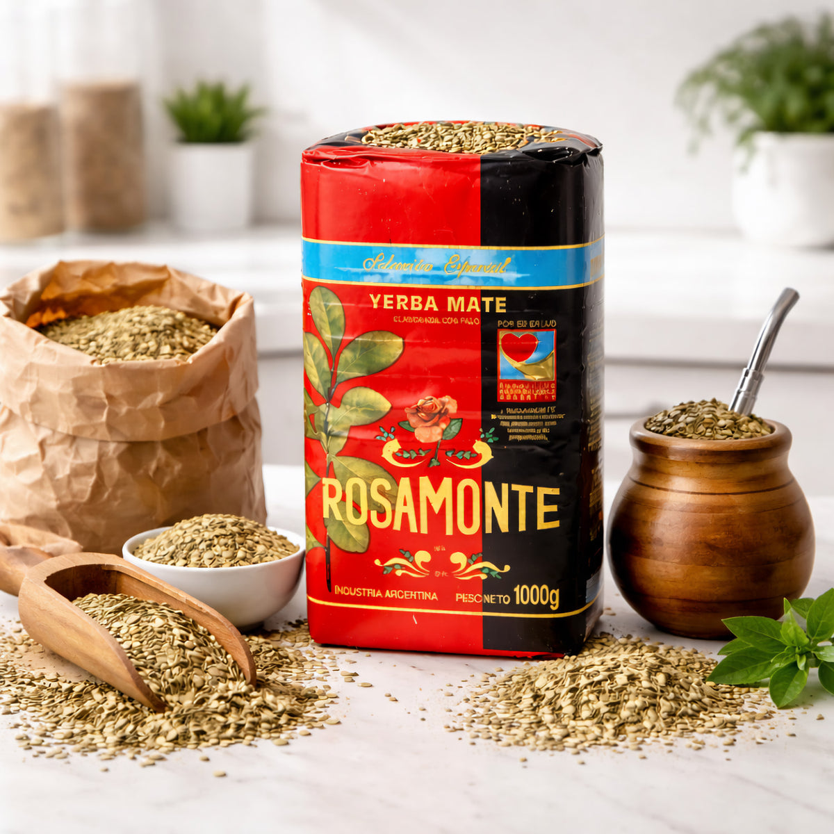Argentinischer Rosamonte Special Mate Tee in 1kg-Packung, traditioneller Kräutertee aus Argentinien, für Mate-Liebhaber