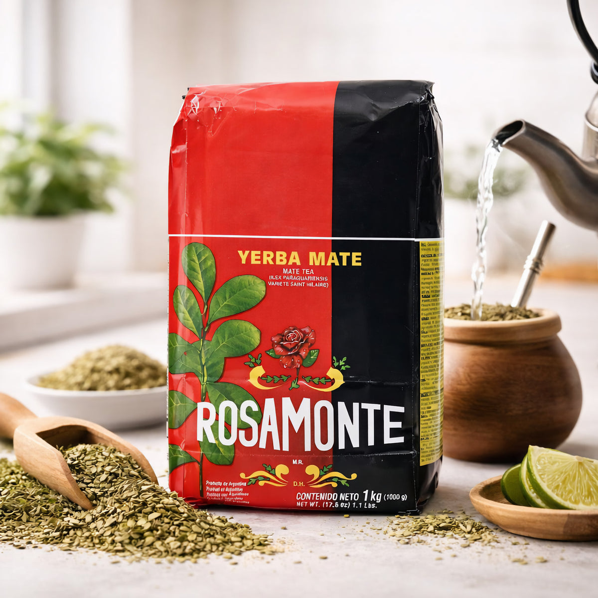 Argentinischer Rosamonte Mate Tee in 1kg Beutel, trockene Blätter, traditioneller Kräutertee für Mate-Getränke