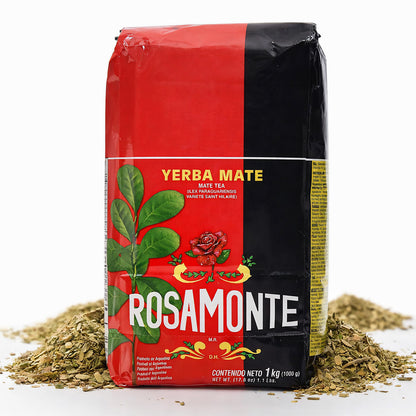 Rosamonte Mate Tee aus Argentinien, 1kg Beutel, traditioneller Kräutertee mit grünem Blattmaterial, ideal für Mate-Zubereitung