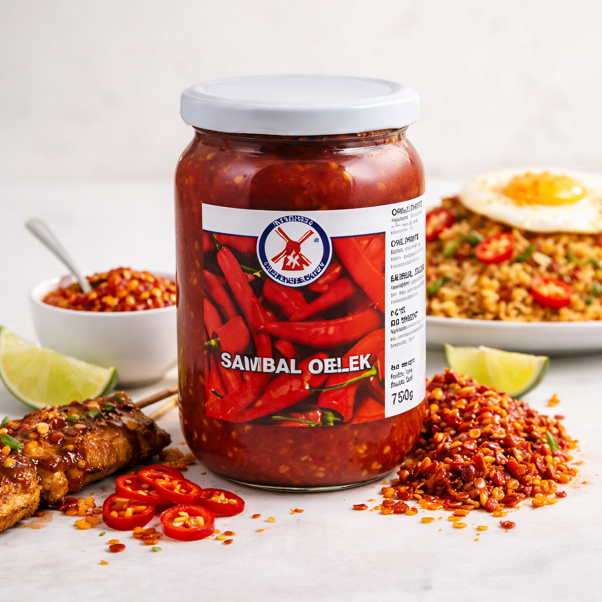Scharfe Sambal Oelek Chili Paste in 750g Glas, ideal zum Kochen, mit fruchtigem Chili-Geschmack und rotem Farbton