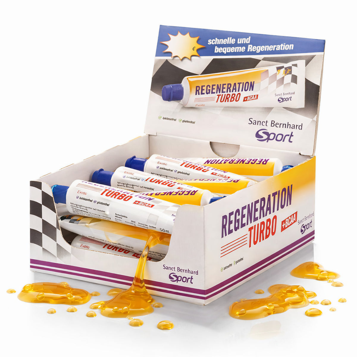Sanct Bernhard SPORT Regenerationsturbo mit BCAA in Box mit 18 Tuben, Nährstoffe für Sport und Muskelregeneration