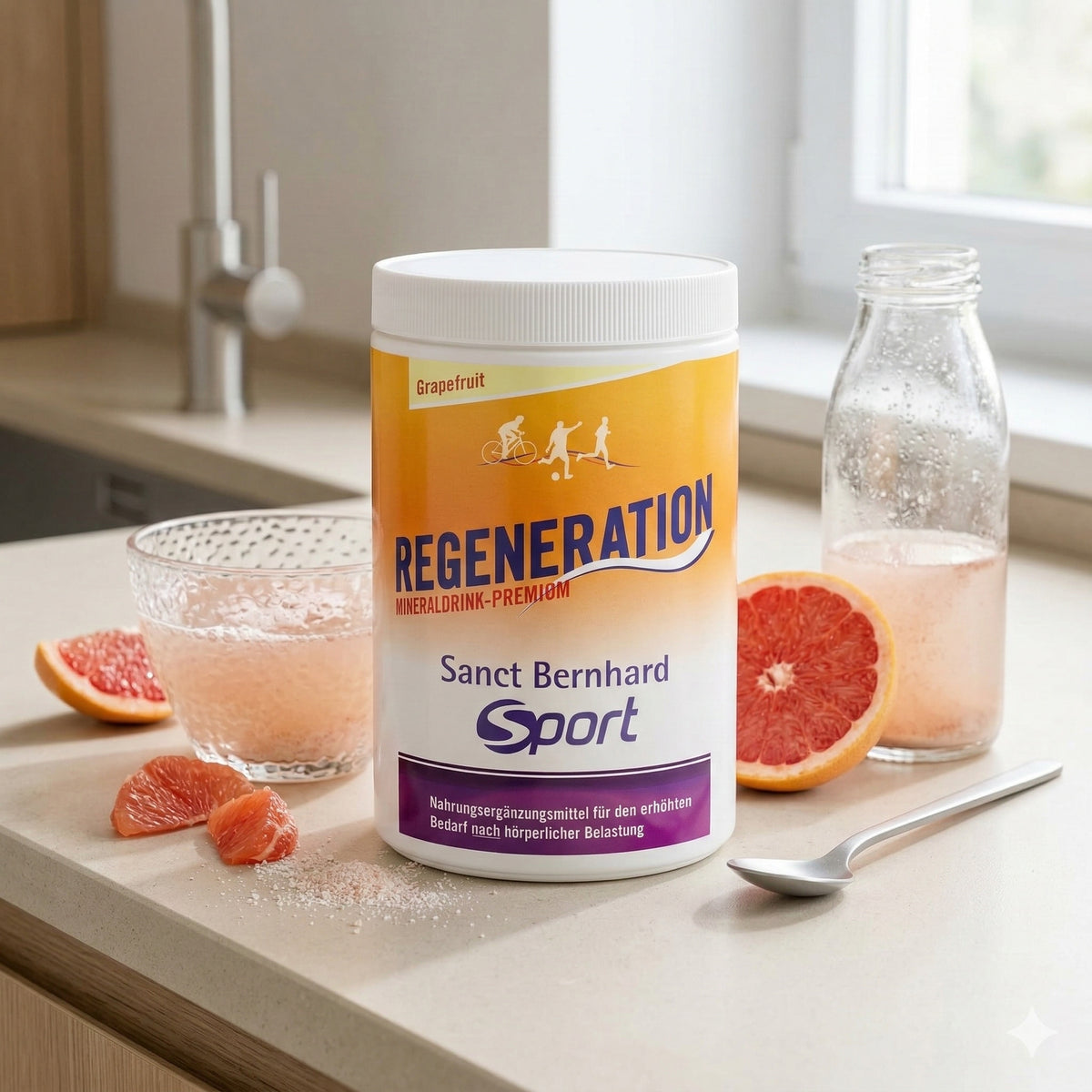 Sanct Bernhard Sport Regeneration Mineraldrink Grapefruit in 750g Dose, vitaminreiche Erfrischungsgetränk für Sport und Aktivität