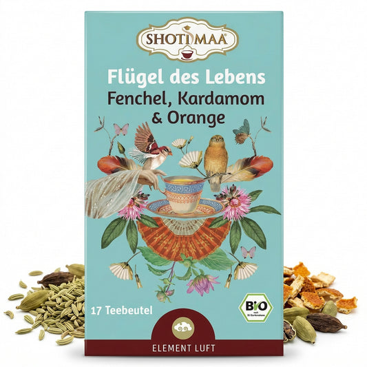 Bio Kräutertee von Shoti Maa mit Flügel des Lebens, 2x32g Teebeutel, natürliche Kräutermischung in einer Packung