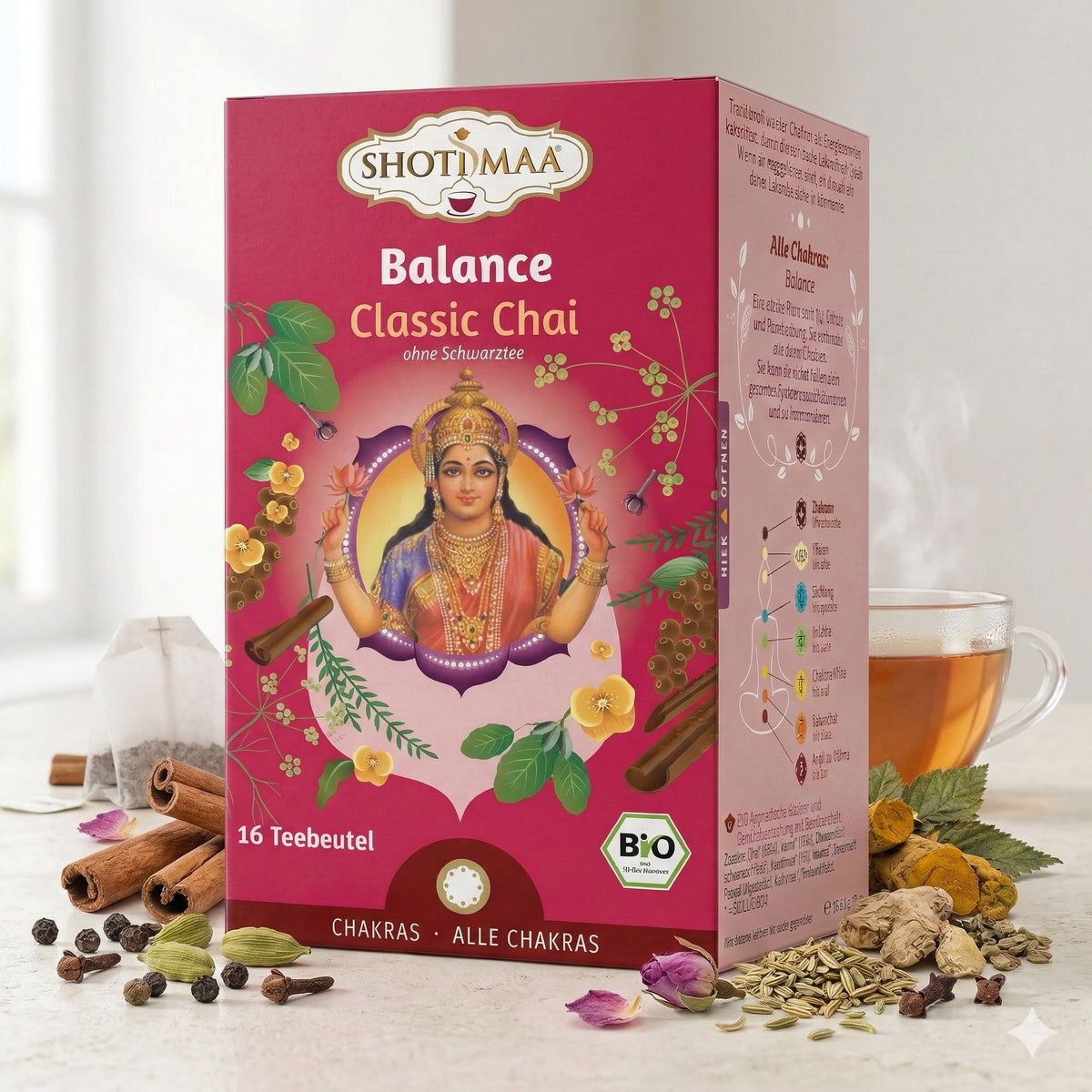 Bio Ayurveda-Tee von Shoti Maa Balance, klassische Chai-Teemischung in 32g Packung, Kräuter und Tee für Wohlbefinden
