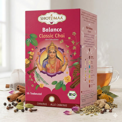 Bio Ayurveda-Tee von Shoti Maa Balance, klassische Chai-Teemischung in 32g Packung, Kräuter und Tee für Wohlbefinden