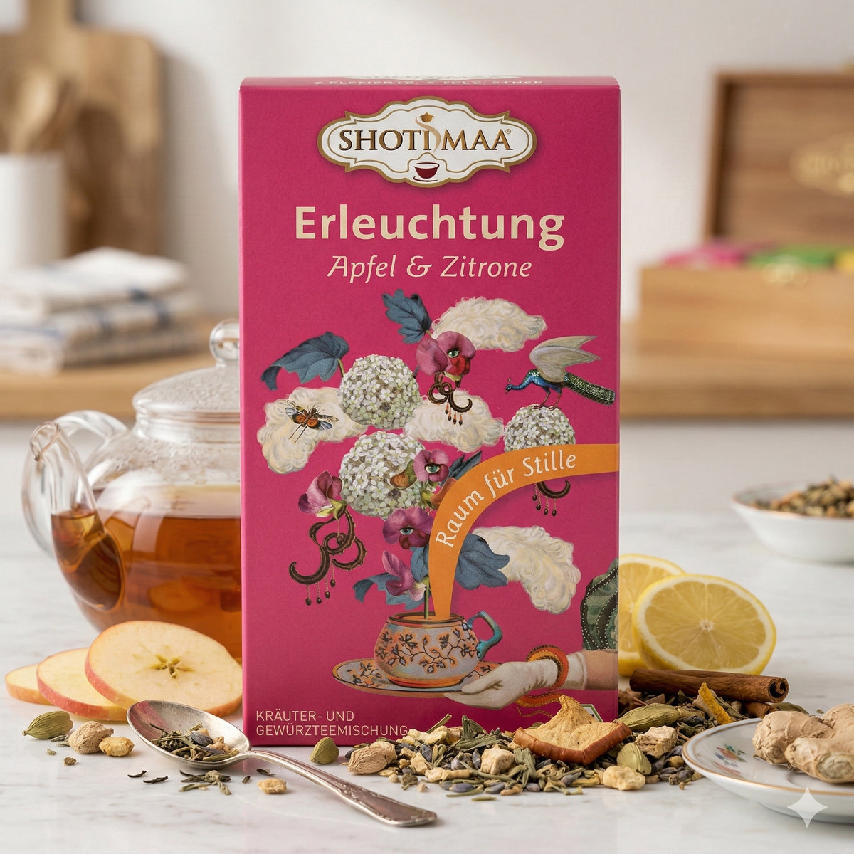 Bio Kräutertee von Shoti Maa mit Apfel, Zitrone, Erleuchtungs-Mischung, 16x32g, frischer, aromatischer Kräuter- und Früchtetee