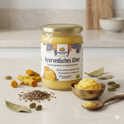 GOVINDA Bio Ghee zum Backen, natürliche ayurvedische Butter, in einer 420g Packung, cremige Konsistenz, für gesunde Backrezepte