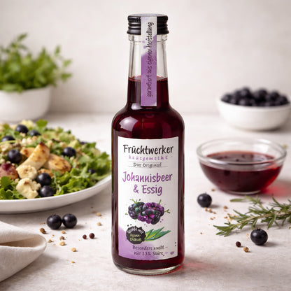 Fruchtwerker Essig-Set mit Blaubeere, Johannisbeere und Brombeere, 750 ml Flaschen, natürliche Fruchtaromen, hochwertiges Set