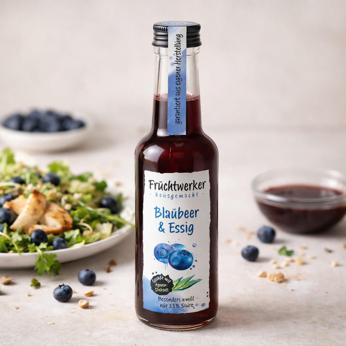 Fruchtwerker Fruchtset mit Blaubeere, Johannisbeere und Brombeere, 750ml Flaschen, fruchtige Essig- und Fruchtmischung