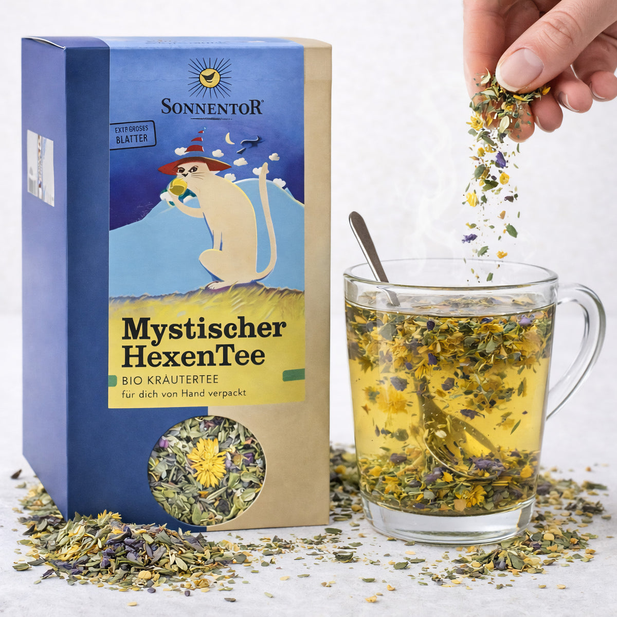 Bio Mystischer Hexen Tee von Sonnentor, lose, für ein aromatisches Frühstück mit Kräuter- und Gewürzaroma, 6x40 g.