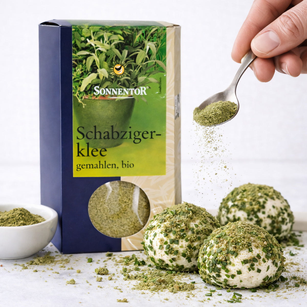 Gemahlener Sonnentor Bio Schabzigerklee, für Kochen, in 40g Packung, frisches grünes Gewürz für kreative Rezepte