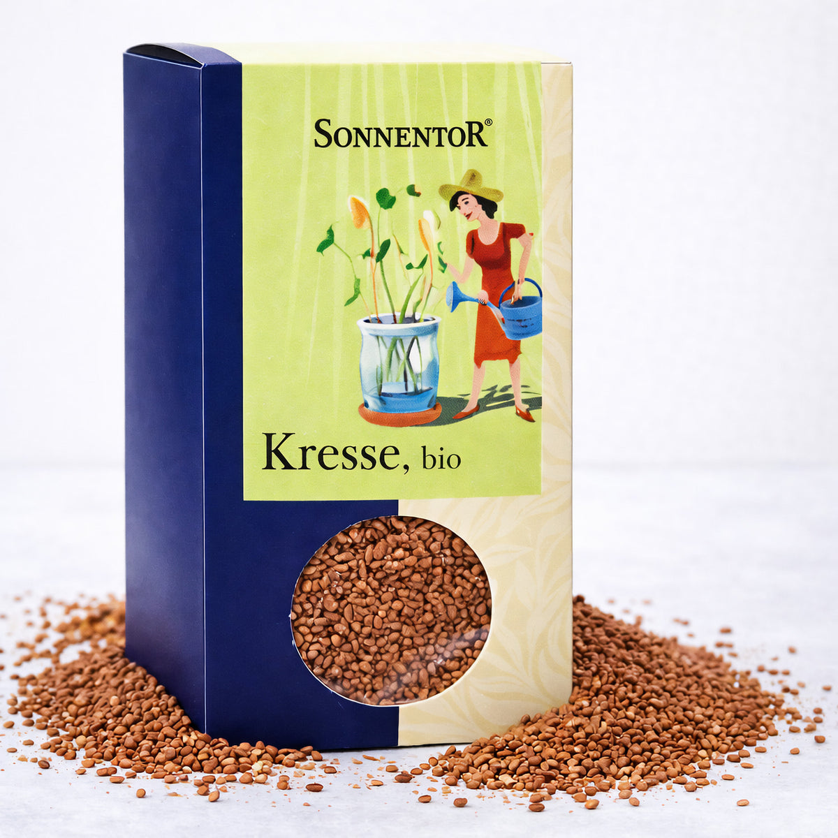 Frühstückskresse von Sonnentor, frische grüne Kresse im 120g Beutel, ideal für gesunde Mahlzeiten und Brote.