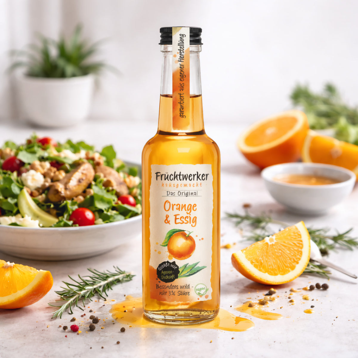Fruchtwerker Fruchtset mit Blaubeere, Orange und Himbeere, 750 ml Flaschen für aromatische Fruchtessige