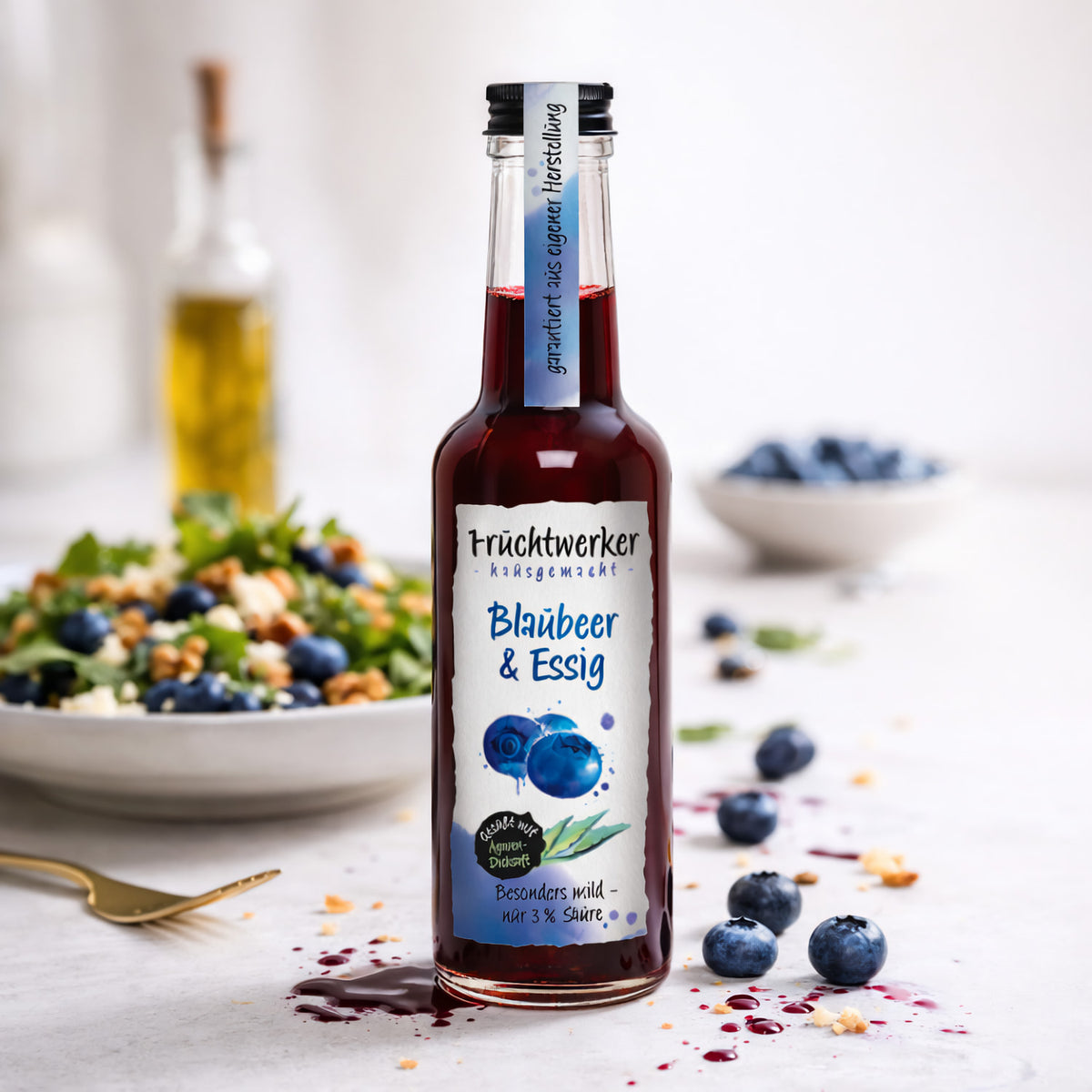 Fruchtwerker Frucht- und Essigset mit Blaubeere, Orange und Himbeere, 750ml Flaschen, natürliche Fruchtaromen in Glasflaschen