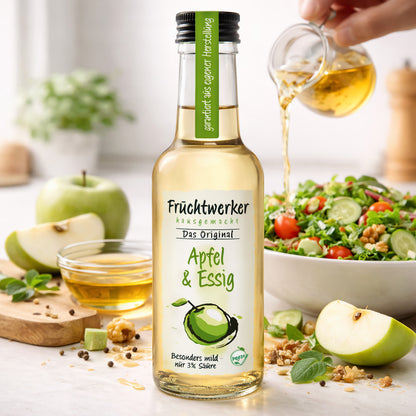 Fruchtwerker Apfelessig in 250ml Flasche, natürliche Essig- und Fruchtaromen, für Salate und Kochrezepte