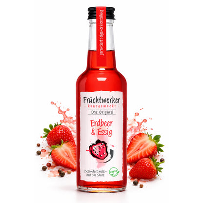 Fruchtwerker Erdbeer- und Essig-Öl in 250ml Flasche, fruchtiges Aroma, ideal für Salate und Marinaden