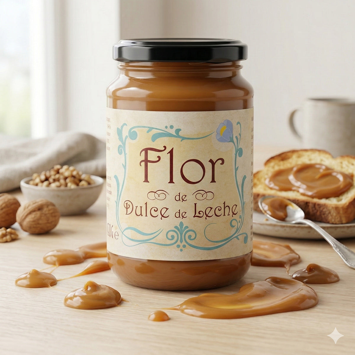 Milchkaramellcreme Flor de Dulce de Leche Aufstrich in 450g, cremig und süß, ideal für Brot und Desserts.