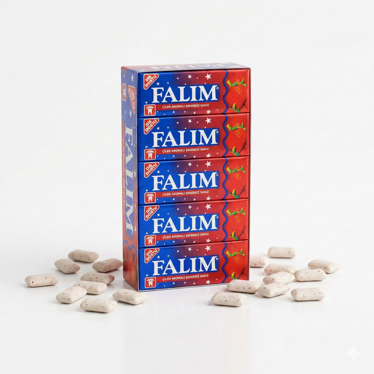 Bunte Falim Erdbeeraroma Kaugummis in Verpackung, Snacks, 20 Packungen, fruchtiger Geschmack, erfrischendes Kauvergnügen